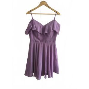 Babaroni Lavender Chiffon Ruffle Strap Dress Women’s Cocktail Formal
